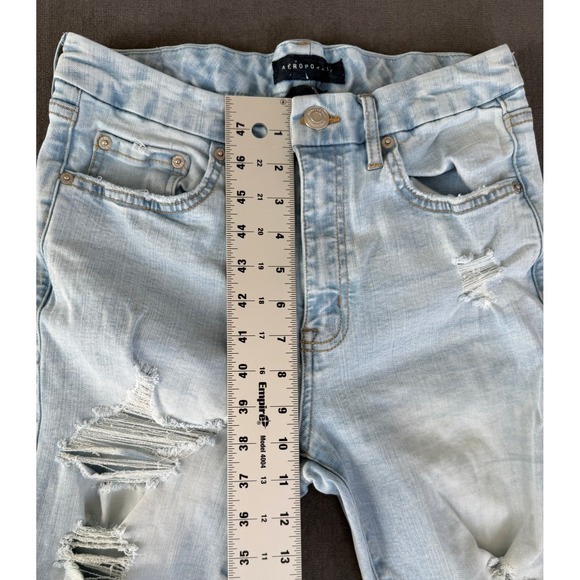Aeropostale High Rise Curvy Jegging Jeans Womens 10 Light Wash Grunge Y2K - Picture 7 of 8